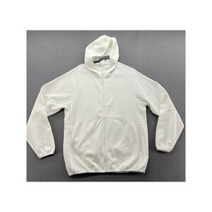 Linea Uomo Jacket Mens Sz M White Textured Diamond Quilted Full Zip Hoodie